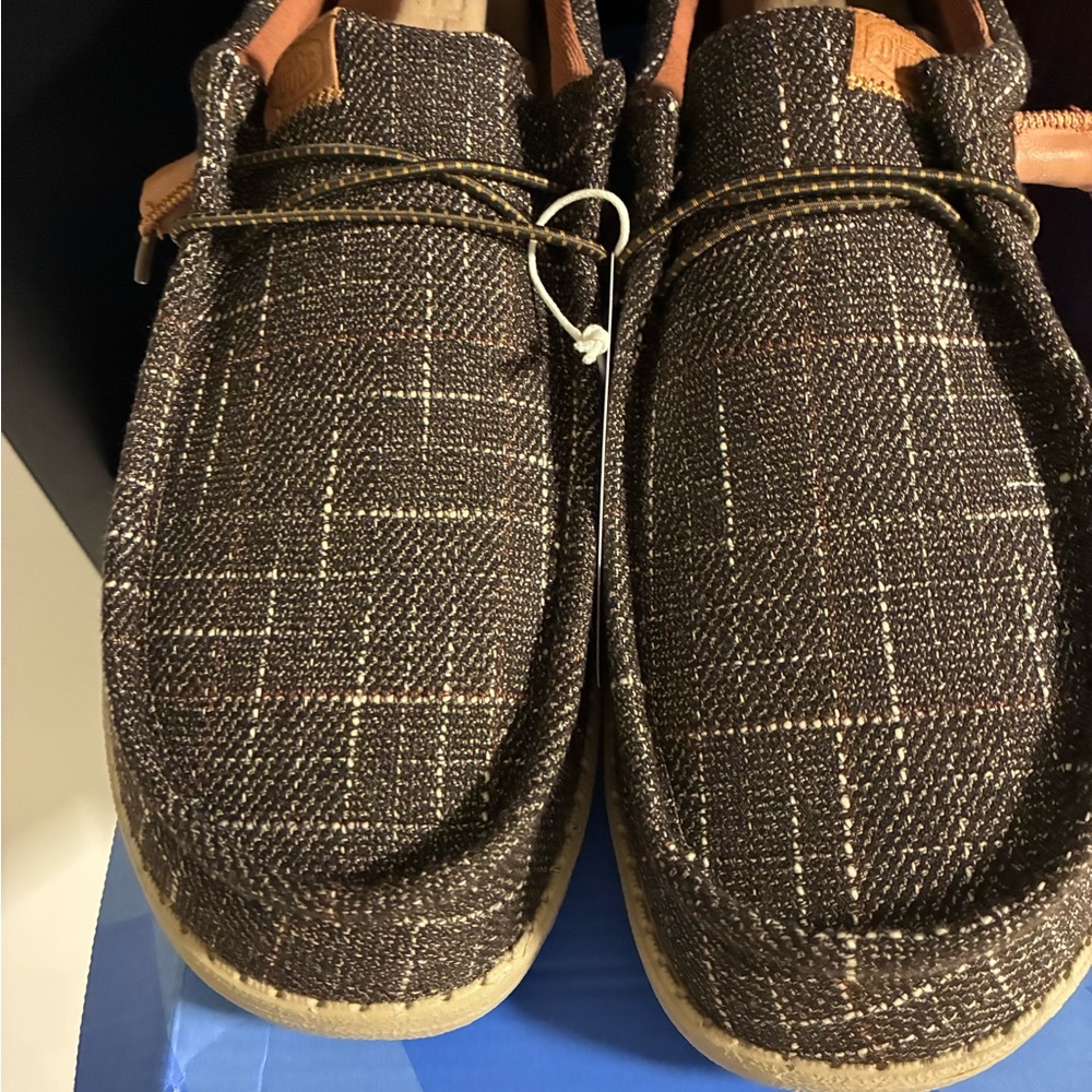 Hey Dude Men's Brown Plaid Loafers